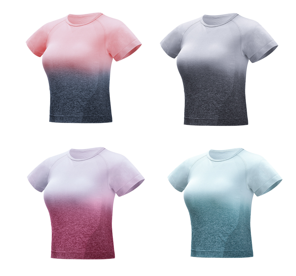 seamless short sleeve ombre top 