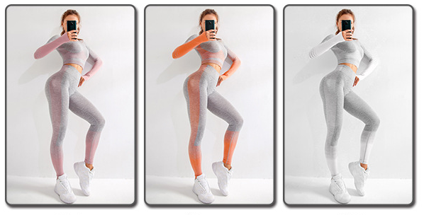 orange grey pink seamless workout set